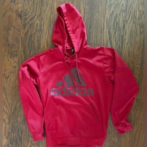 Men’s Adidas Red Black Logo Hoodie Medium EUC!!!